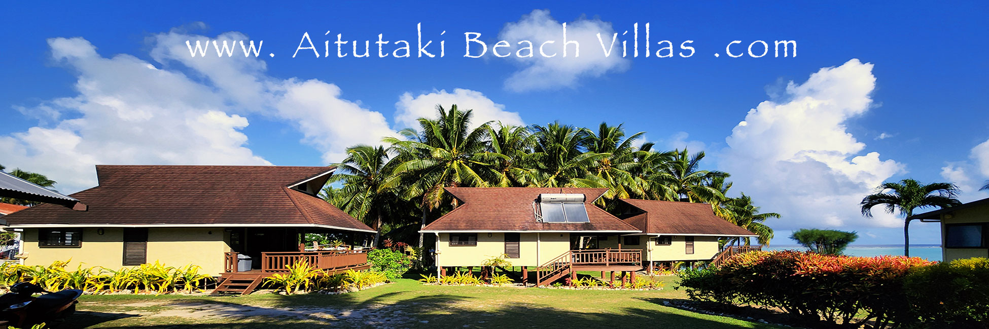 View of the Beach View and Lagoon View villas showing the proximity to the beachfront and Aitutaki Lagoon.