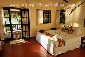 inside the bungalow studio looking out to veranda and the lagoon