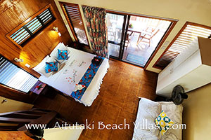interior of villa looking down at floorplan